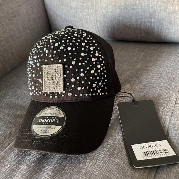 Black and Blue Men’s trucker cap Avenue George V Paris rhinestone cap hat - Picture 10 of 10